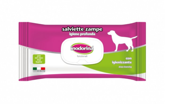 Вологі серветки для очищення лап собак, 40 шт Inodorina Functional Paw Cleaning — Фото 2