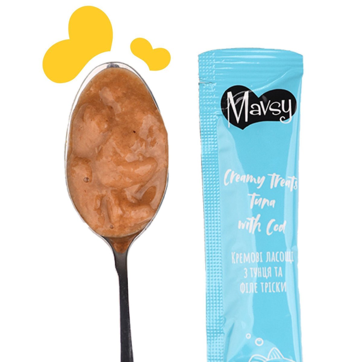 Рідкі кремоподібні ласощі для котів з тунцем та тріскою Mavsy Creamy Treats Tuna With Cod, 30×15 г — Фото 3