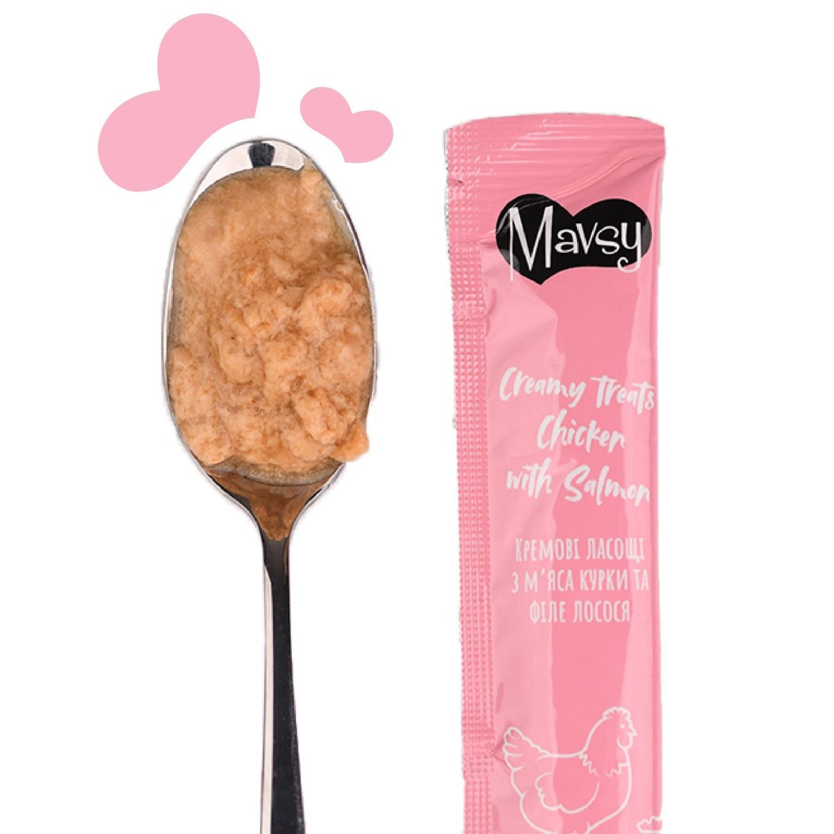 Рідкі кремоподібні ласощі для котів з куркою та лососем Mavsy Creamy Treats Chicken With Salmon, 30×15 г — Фото 3